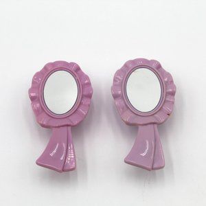 Lot of 2 Vintage Purple 3" Doll 2 in 1 Brush and Mirror Combo